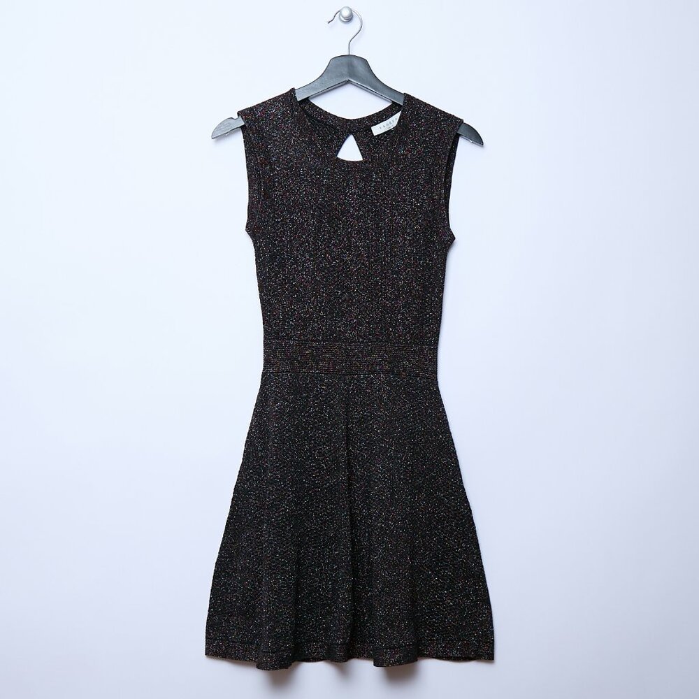 Sandro Shimmery Sparkly Cocktail A-Line Fit & Flare Black Colorful Mini Dress